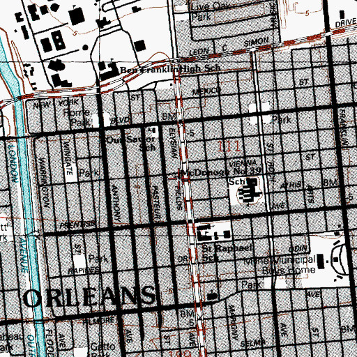 Topographic Map of Iglesia Bautista Getsemani, LA