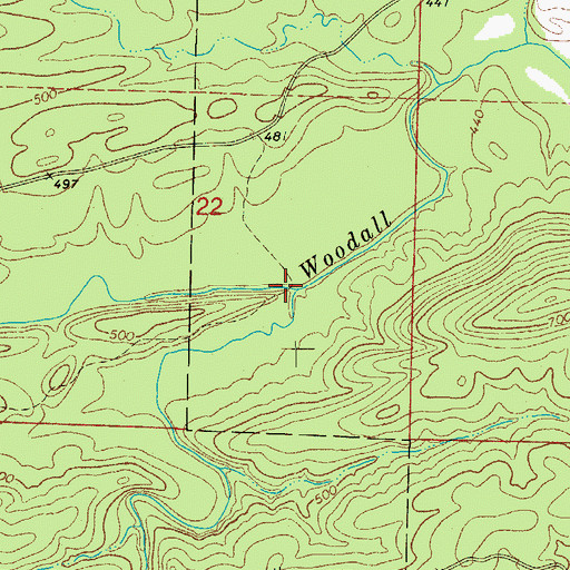 Topographic Map of South Fork Woodall Creek, AR