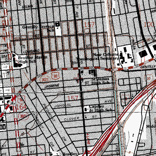 Topographic Map of Gentilly United Methodist Church, LA