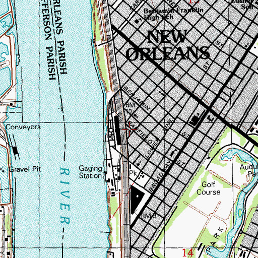 Topographic Map of Greater Pleasant Green Baptist Church, LA