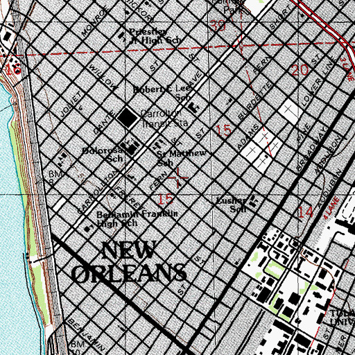 Topographic Map of Free Mission Baptist Church, LA