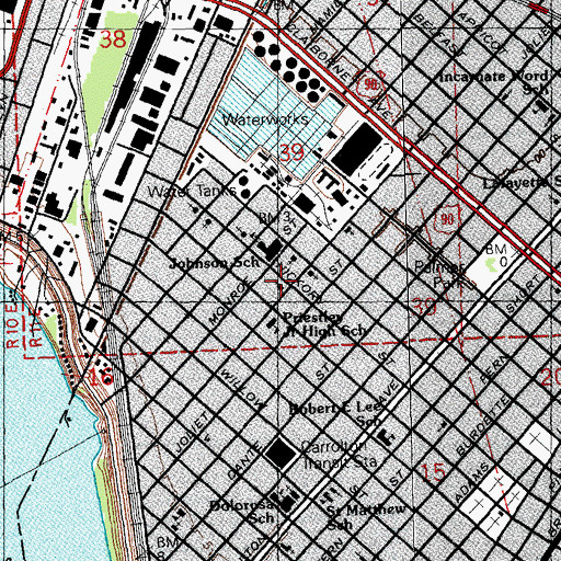 Topographic Map of Greater Saint John Baptist Church, LA