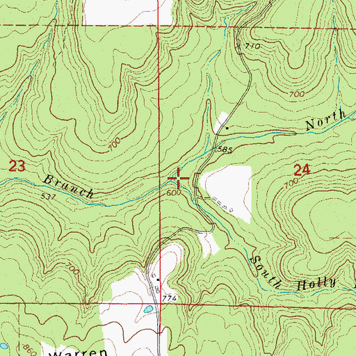 Topographic Map of South Holly Branch, AR