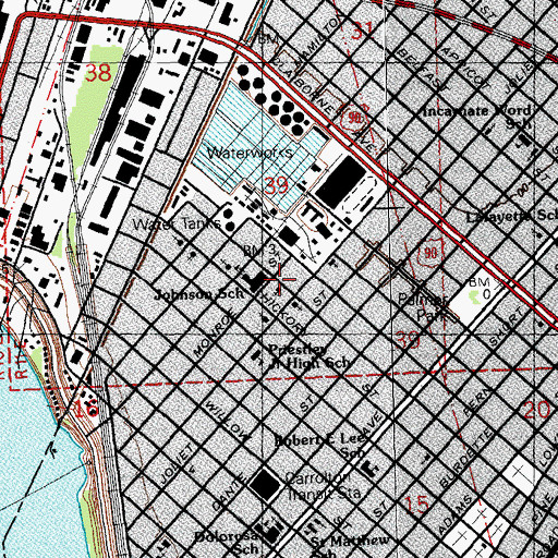 Topographic Map of Morning Star Baptist Church, LA