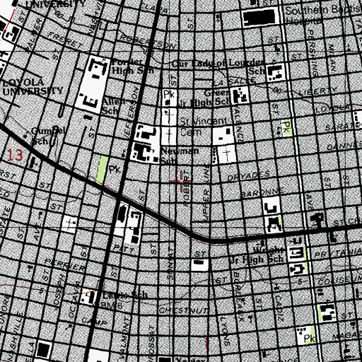 Topographic Map of Grace Lutheran Church, LA