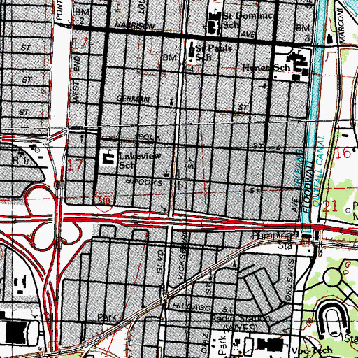 Topographic Map of Saint Lukes United Methodist Church, LA