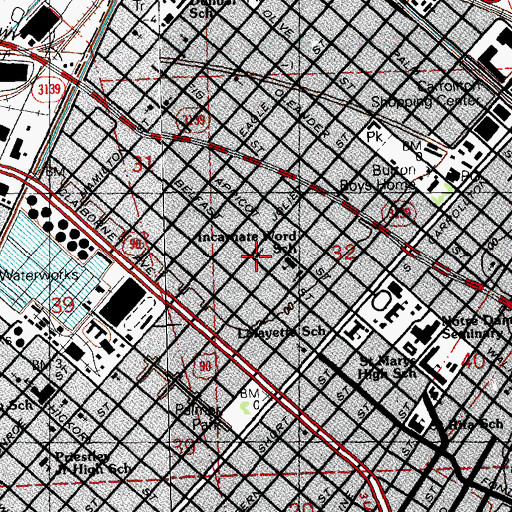 Topographic Map of Mount Pilgrim Baptist Church, LA