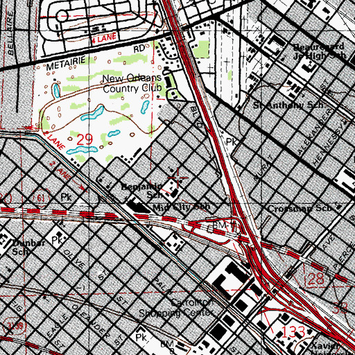 Topographic Map of Shaw Temple Methodist Church, LA