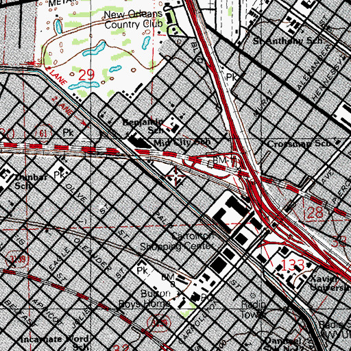 Topographic Map of Saint Theresa of Lisieux Catholic Church, LA