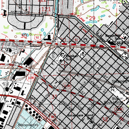 Topographic Map of Oak Grove Baptist Church, LA