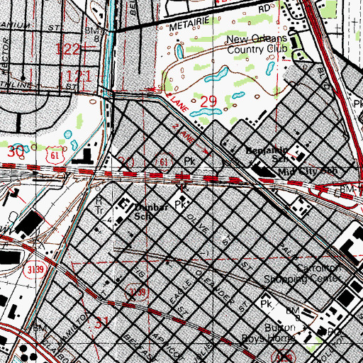 Topographic Map of Mount Rock Baptist Church, LA
