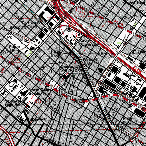 Topographic Map of First Saint James Baptist Church, LA