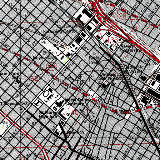 Topographic Map of Philips Memorial Methodist Church, LA