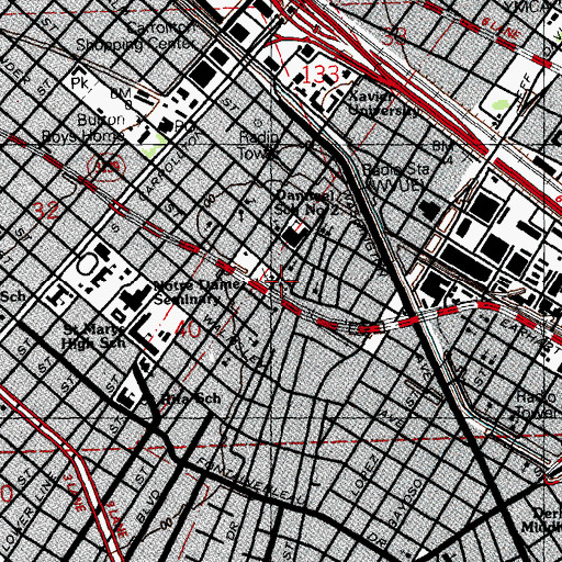 Topographic Map of Little Zion Baptist Church, LA