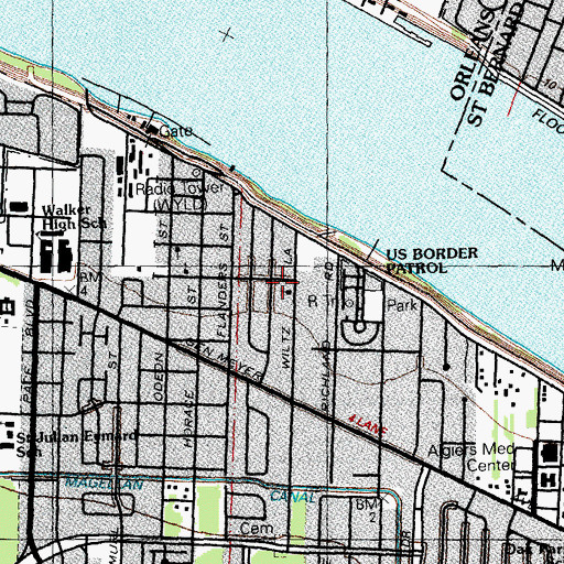 Topographic Map of Saint Marks Baptist Church, LA