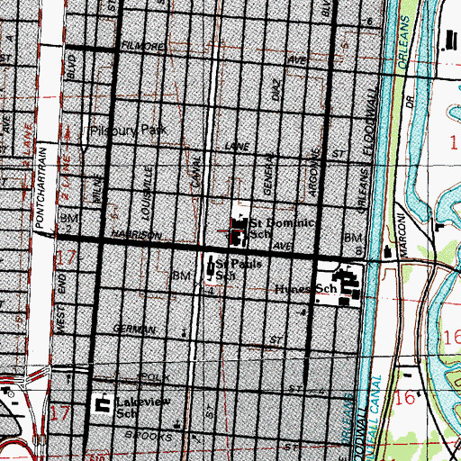 Topographic Map of Saint Dominic Catholic Church, LA