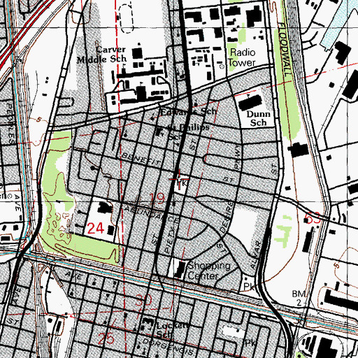 Topographic Map of Edith Sampson Playground, LA