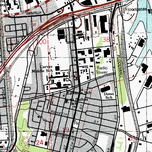 Topographic Map of Louisa Street Church of Christ, LA