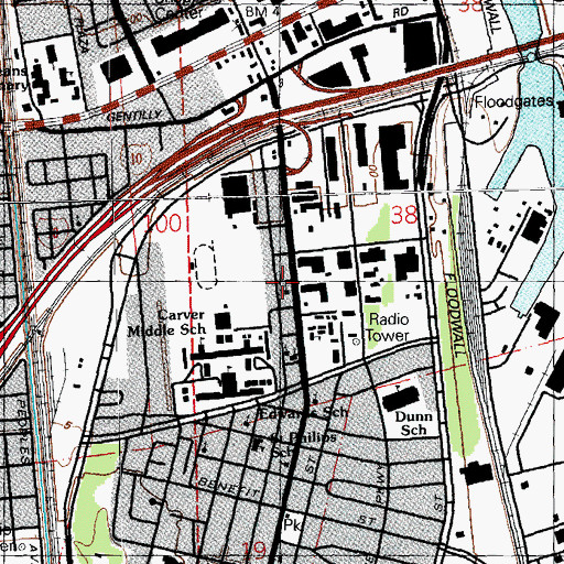 Topographic Map of Mount Kingdom Missionary Baptist Church, LA
