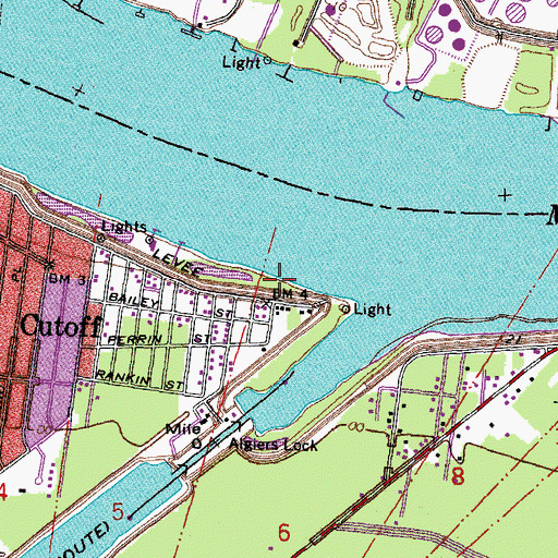 Topographic Map of Cutoff Revetment, LA