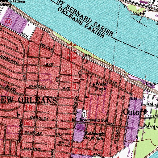 Topographic Map of Second Baptist Church, LA