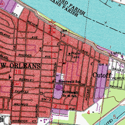 Topographic Map of Second Nazarene Baptist Church of Algiers, LA