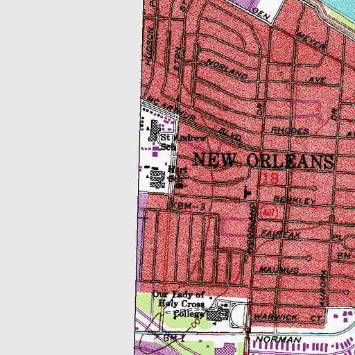 Topographic Map of Aurora United Methodist Church, LA