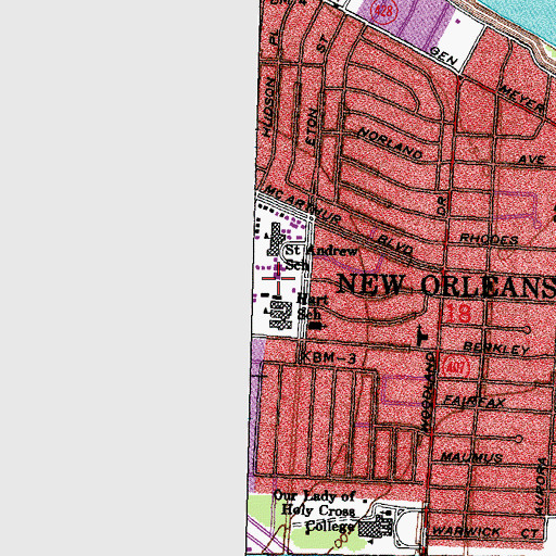 Topographic Map of Norman Playground, LA
