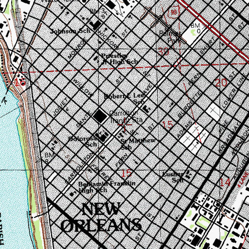 Topographic Map of New Orleans Public Library - Nix Memorial Branch, LA