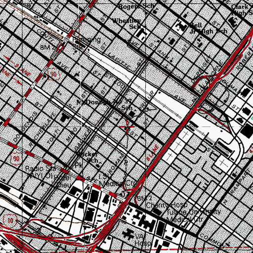 Topographic Map of Grace United Methodist Church, LA