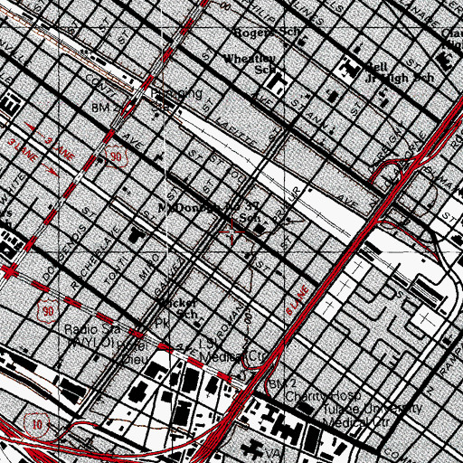Topographic Map of Greater Tulane Baptist Church, LA