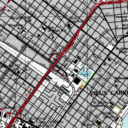Topographic Map of Greater First Pilgrim Baptist Church, LA