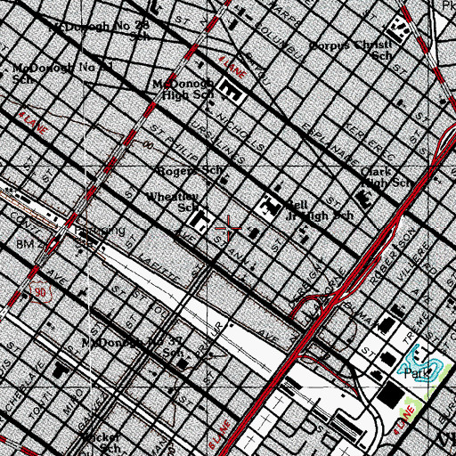 Topographic Map of Mount Zion Baptist Church, LA