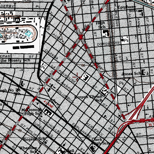 Topographic Map of Mount Calvary Church of God in Christ, LA