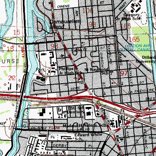 Topographic Map of Asia Baptist Church, LA