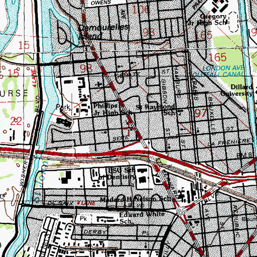 Topographic Map of Fairview Baptist Church, LA