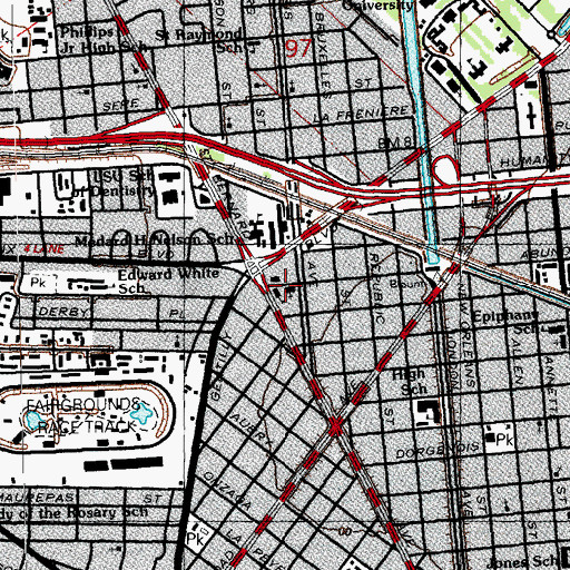 Topographic Map of Saint Leo the Great Catholic Church, LA