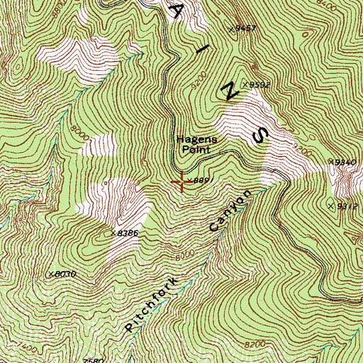Topographic Map of Hagens Point, AZ