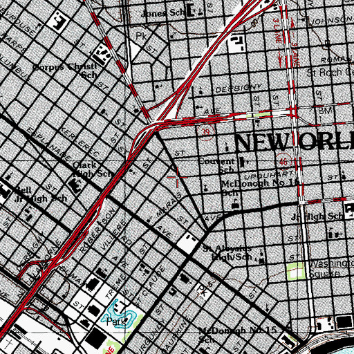 Topographic Map of Tabernacle of Christ Church, LA
