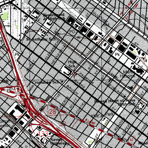 Topographic Map of Carrollton Avenue Church of Christ, LA