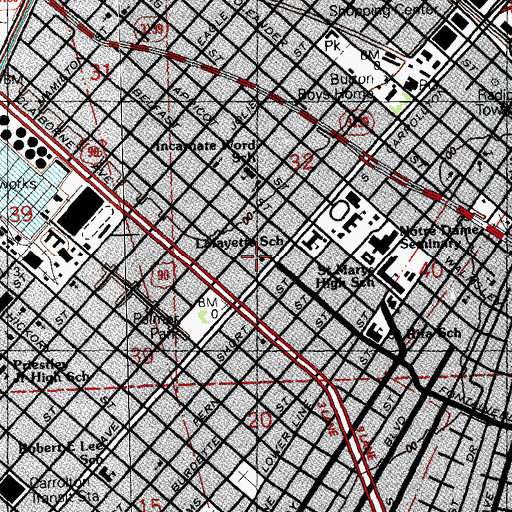 Topographic Map of Carrollton Avenue Baptist Church, LA