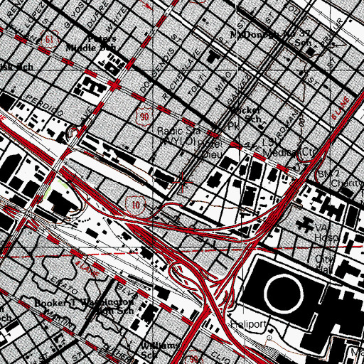 Topographic Map of Saint Marks Fourth Baptist Church, LA