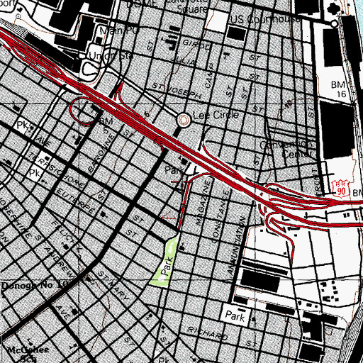 Topographic Map of Saint Theresa of Avila Catholic Church, LA