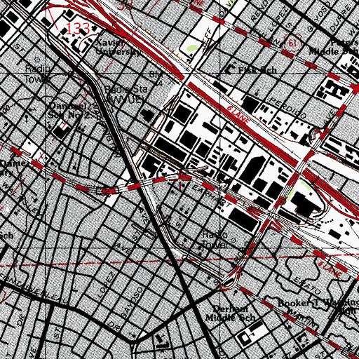 Topographic Map of Beulah Baptist Church, LA