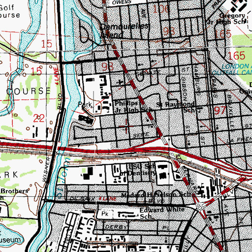Topographic Map of Love and Peace Baptist Church, LA