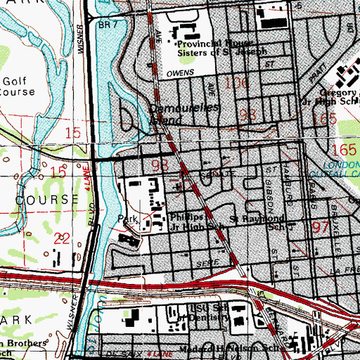 Topographic Map of Brooks United Methodist Church, LA