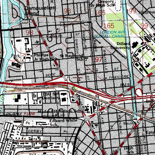 Topographic Map of Faith Temple Baptist Church, LA