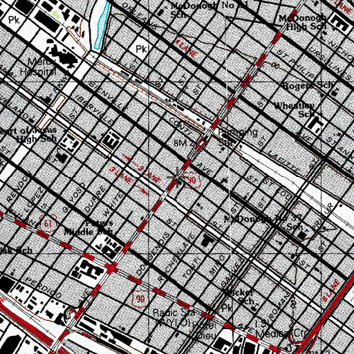 Topographic Map of Immanuel Lutheran Church, LA