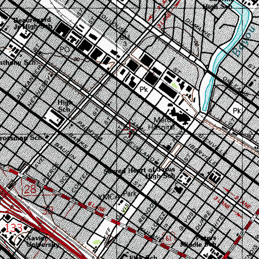 Topographic Map of Grace Episcopal Church, LA