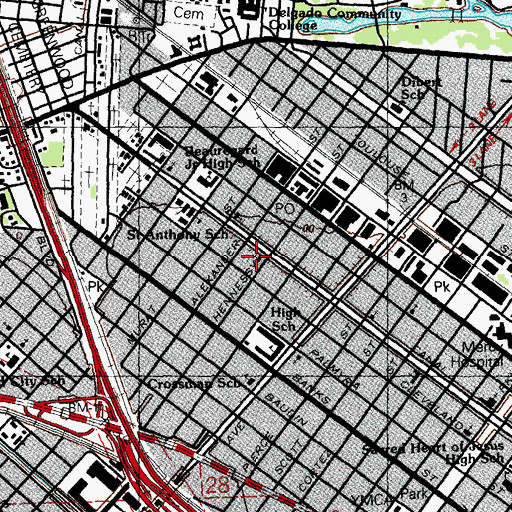 Topographic Map of Canal Street Presbyterian Church, LA